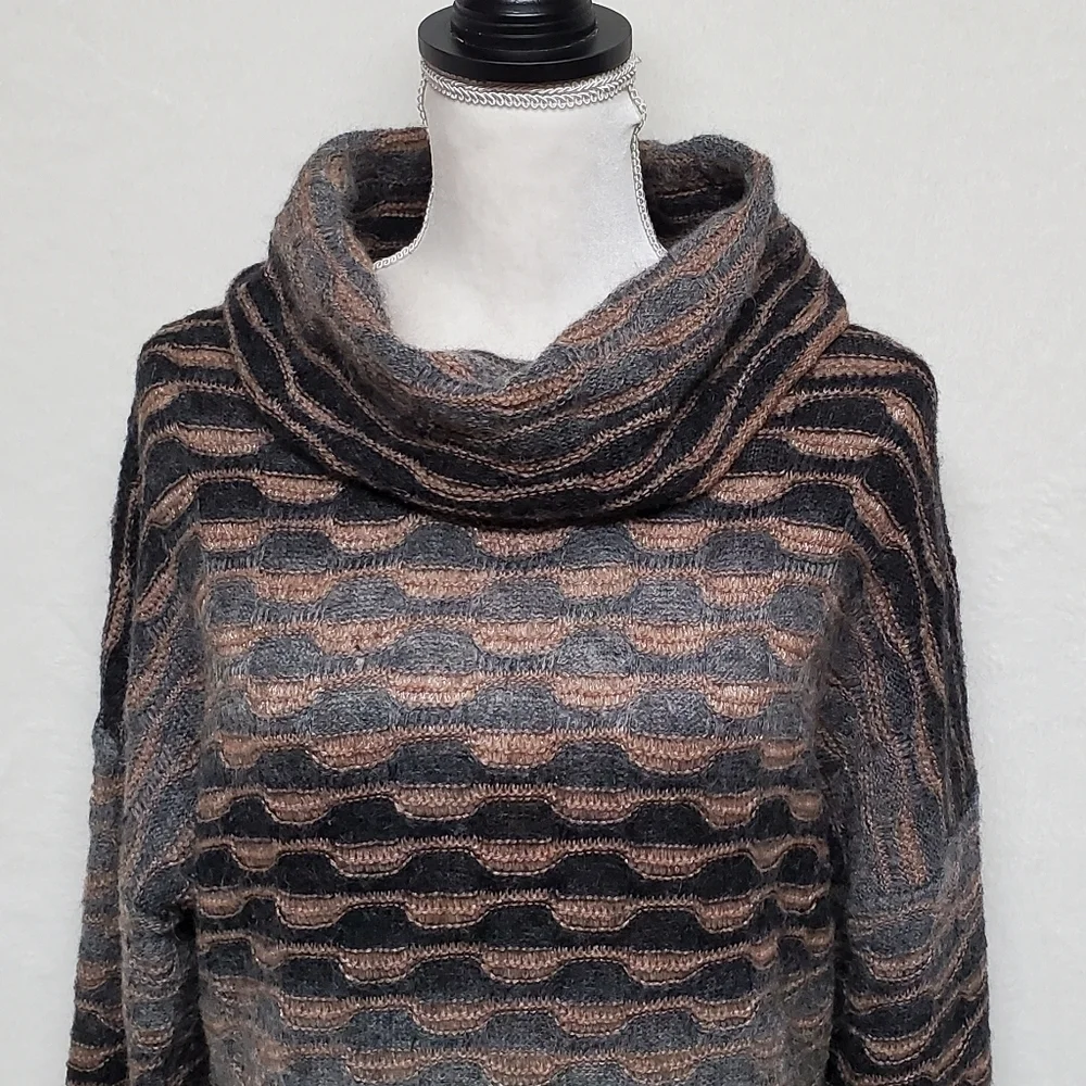 VINTAGE Y2K Jones New York Wool Mohair Multi-Knit Batwing Turtleneck Sweater XL